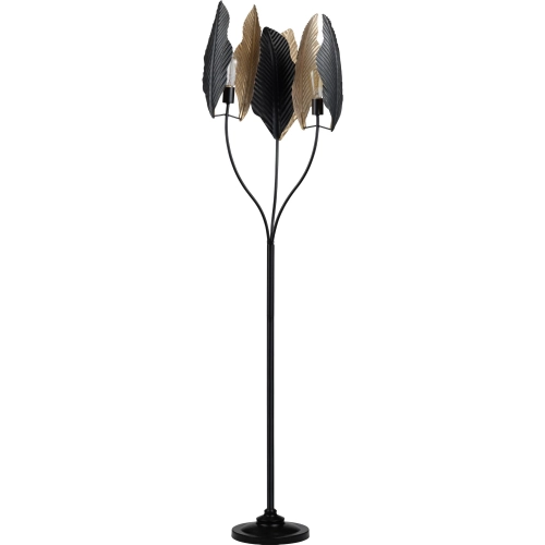 Wynter 66.25"H Floor Lamp in Black & Gold Metal Palm Fronds