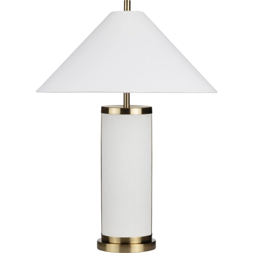 Wyndham Table Lamp in White Linen & Gold Metal (Set of 2)