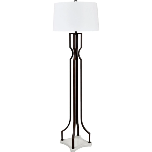 Lancaster 67.75"H Floor Lamp in Aged Bronze, White Marble & Linen