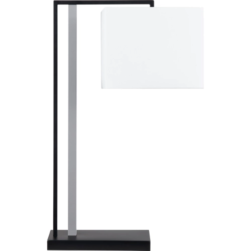 Sterling Table Lamp in Black & Grey Metal & White Linen