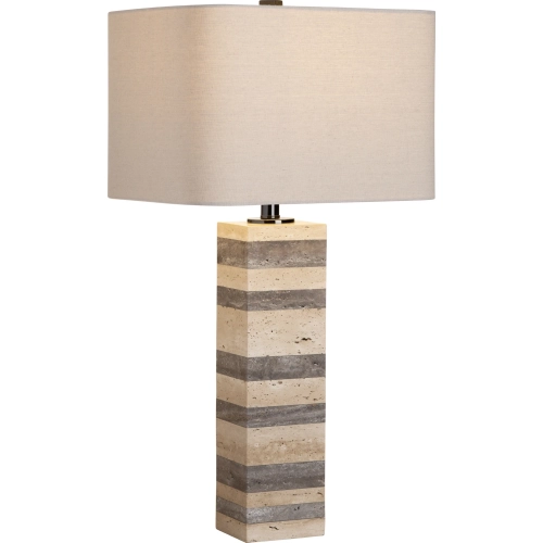 Whitlow Table Lamp in Travertine & Oatmeal Linen