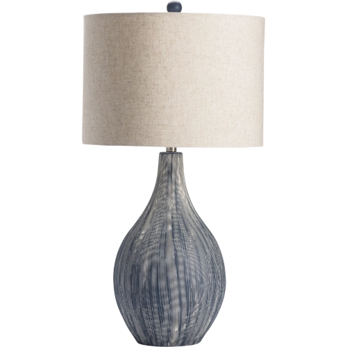 Dillon Table Lamp in Blue Ceramic & Linen