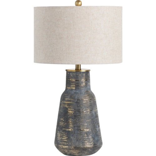 Trinity Urn Table Lamp in Charcoal Gray & Gold Ceramic & Linen (Set of 2)