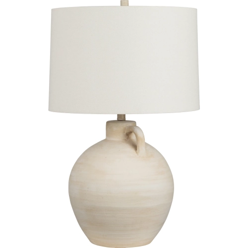 Lockwood Table Lamp in Hand Finished Cream Tan Ceramic & Oatmeal Linen