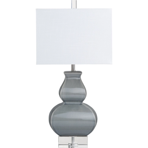 Serafina Table Lamp in Glaze Gray Ceramic, Crystal & White Linen