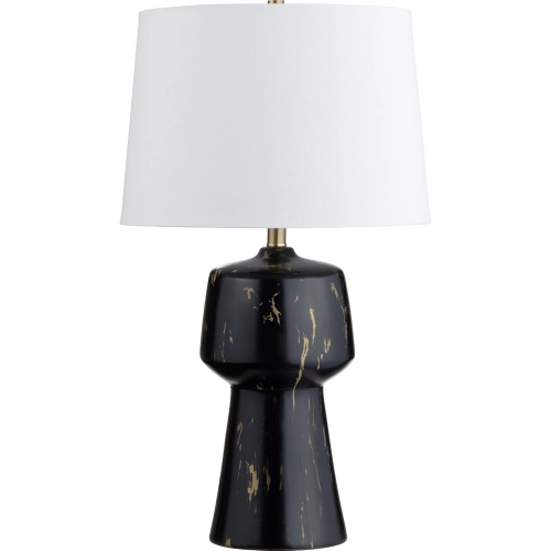 Byron Table Lamp in Black & Gold Ceramic & White Linen