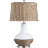 Thornwood Table Lamp in White Ceramic, Rope & Rattan