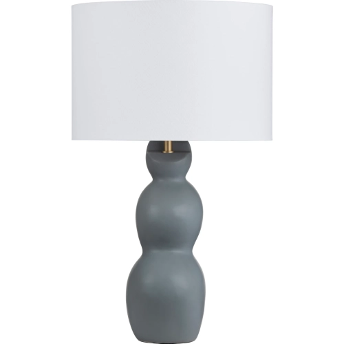 Saunders Table Lamp in Gray Ceramic & White Linen