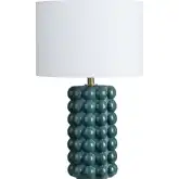 Collins Table Lamp in Deep Teal Green Ceramic & White Linen