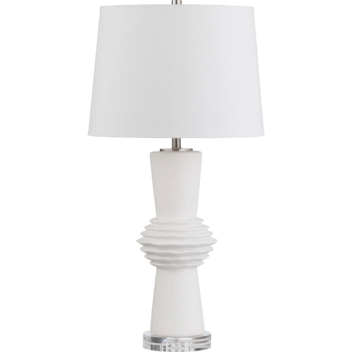 Bexley Table Lamp in Textured White Ceramic, Crystal & White Linen (Set of 2)