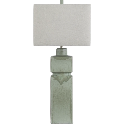 Stratton Table Lamp in Green Ceramic & Linen