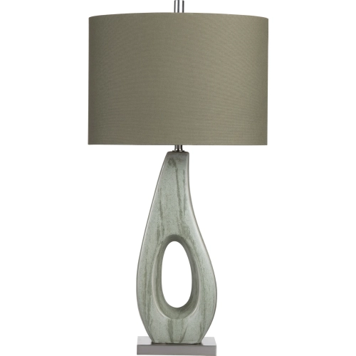 Whitmore Table Lamp in Green Ceramic, Metal & Green Linen (Set of 2)