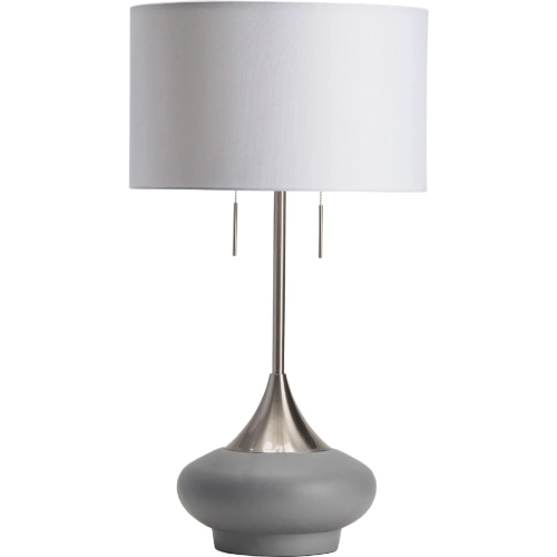 Hayden Table Lamp in Polished Gray Concrete, Metal & White Linen