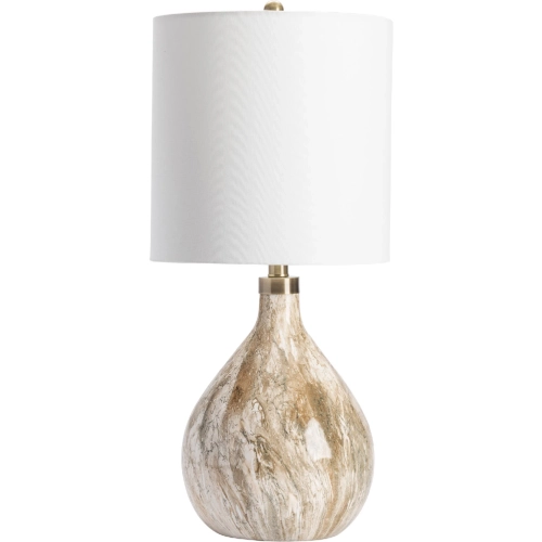 Russo Table Lamp in Multicolor Marbled Glaze & White Linen