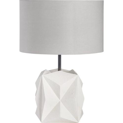Ryker Table Lamp in Plaster White Resin & Gray Linen