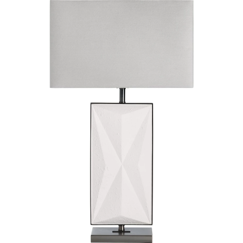 Rylan Table Lamp in Cream Resin, Metal & Gray Linen (Set of 2)
