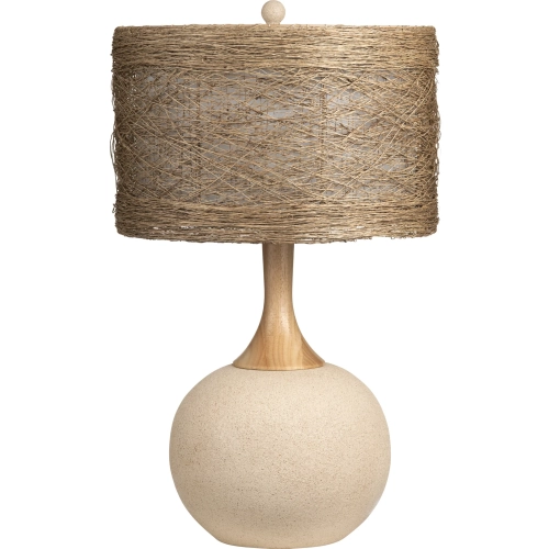 Kenya Table Lamp in Sandstone Finish Resin, Wood & Ratan