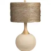 Kenya Table Lamp in Sandstone Finish Resin, Wood & Ratan