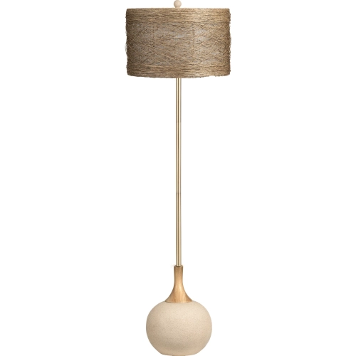 Kenya Floor Lamp in Sandstone Finish Resin, Wood & Ratan