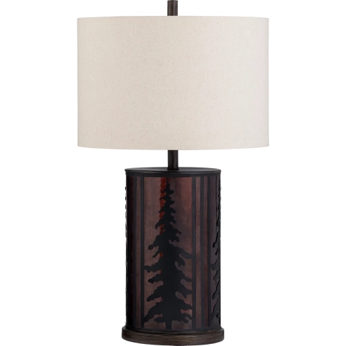 Rowan Table Lamp w/ Nightlight in Amber Mica, Metal & Linen