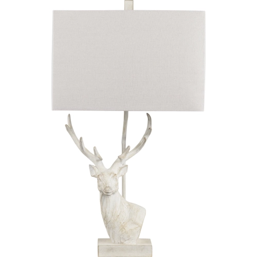 Northcott Table Lamp in Cream Resin Deer Head & Linen