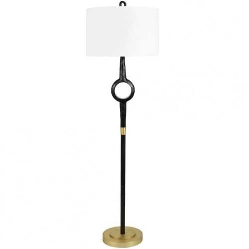 Creed 64.5"H Floor Lamp in Hammered Black Resin, Gold & White Linen (Set of 2)