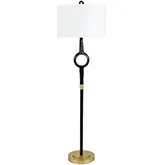 Creed 64.5"H Floor Lamp in Hammered Black Resin, Gold & White Linen (Set of 2)