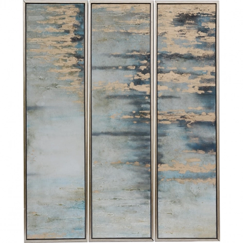 Azure Skies Abstract Canvas Painting Wall Art in Brown & Blue