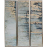Azure Skies Abstract Canvas Painting Wall Art in Brown & Blue