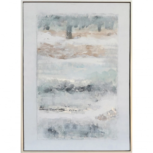 Gemma Abstract Canvas Painting in Blue, White & Brown