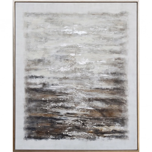 Harding Water Canvas Painting in Brown, Black & White