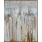 Haven Abstract Canvas Painting in Gold, Brown, Blue & White