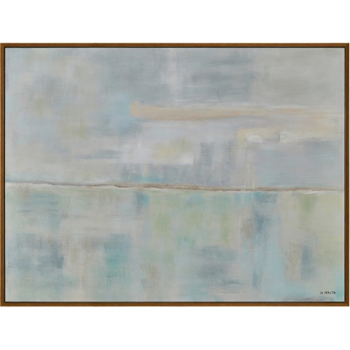 Dance At The Horizon Canvas Painting in Green, Grey & Blue