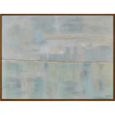 Dance At The Horizon Canvas Painting in Green, Grey & Blue