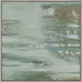 Hint of Greens Abstract Canvas Painting in Green & Gold