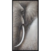Tusk Elephant Canvas Painting in Gray