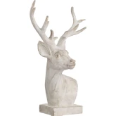 White Hart Deer Head Sculpture Statue in Cream Resin