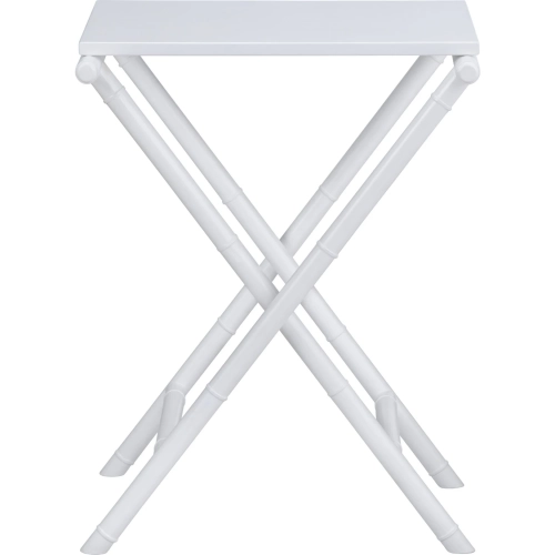 Sandy Shores Tray Table w/ Removeable Tray in White Wood & Rattan