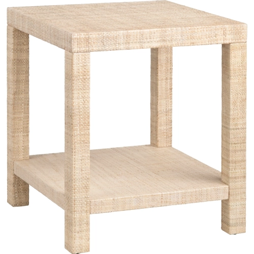 Providence Square End Table in Beige Rafia