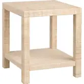 Providence Square End Table in Beige Rafia