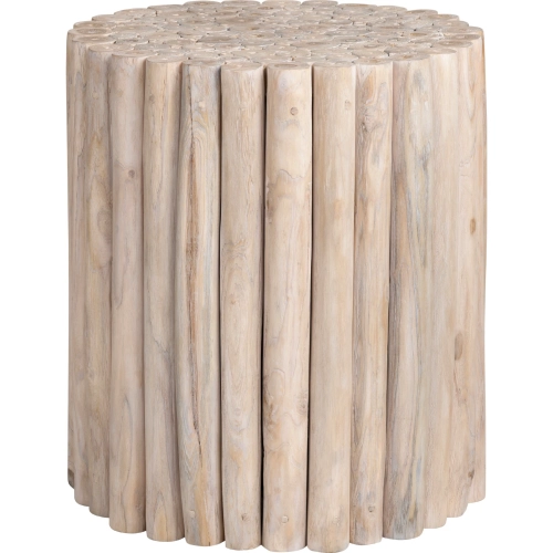 Gathering Round Accent Table in White Washed Natural Grain Teak Wood