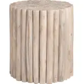 Gathering Round Accent Table in White Washed Natural Grain Teak Wood