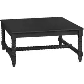 Meridian Square Cocktail Coffee Table in Black Mindi Wood