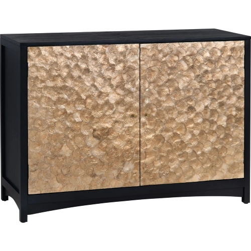 Cayman 2 Door Cabinet in Black Wood & Gold Capiz Shell