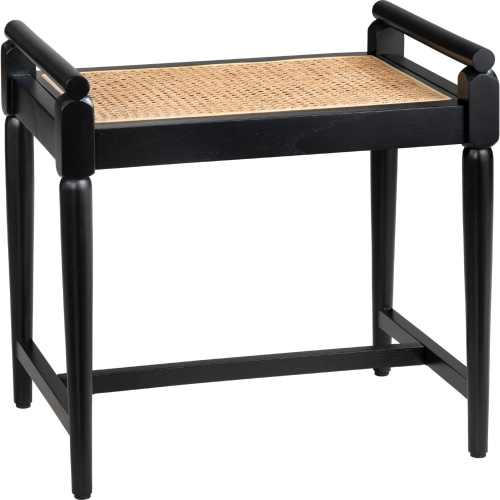 Port Royal Bench in Black Wood & Tan Rattan