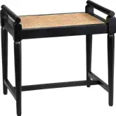 Port Royal Bench in Black Wood & Tan Rattan