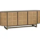 Domingo 79" Oval 5 Door Media Credenza Sideboard in Wood & Cane