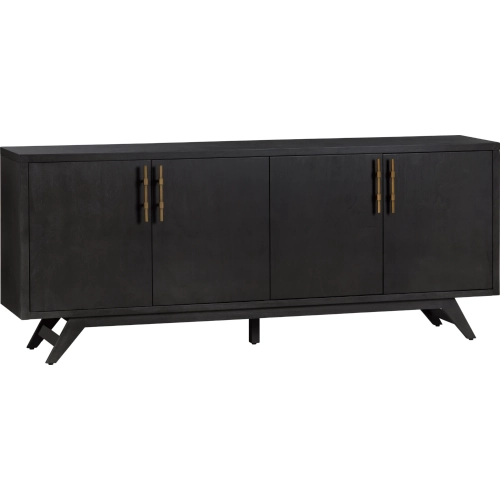 Ashford 80" 4 Door Media Credenza Sideboard in Black Wood