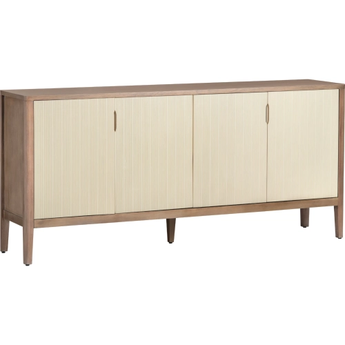 Montclair 74" 4 Door Media Credenza Sideboard in Brown & Cream Wood