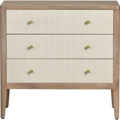 Montclair 3 Drawer Chest in Brown & Cream Wood